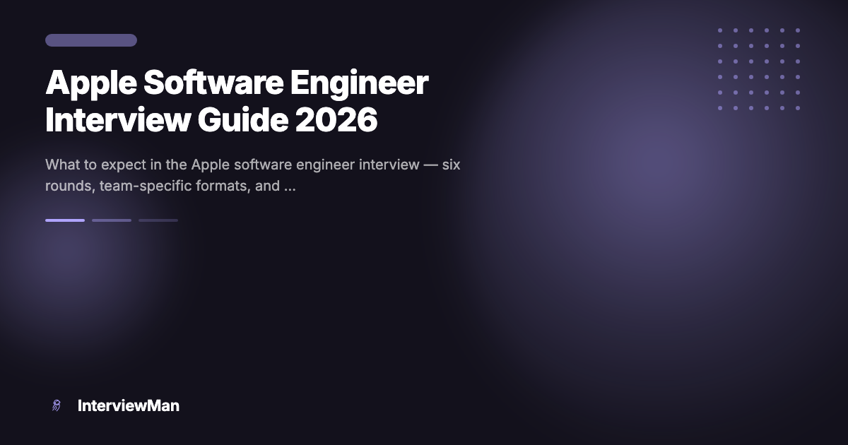 Посібник зі співбесіди на Software Engineer в Apple 2026 - Guides | InterviewMan Blog