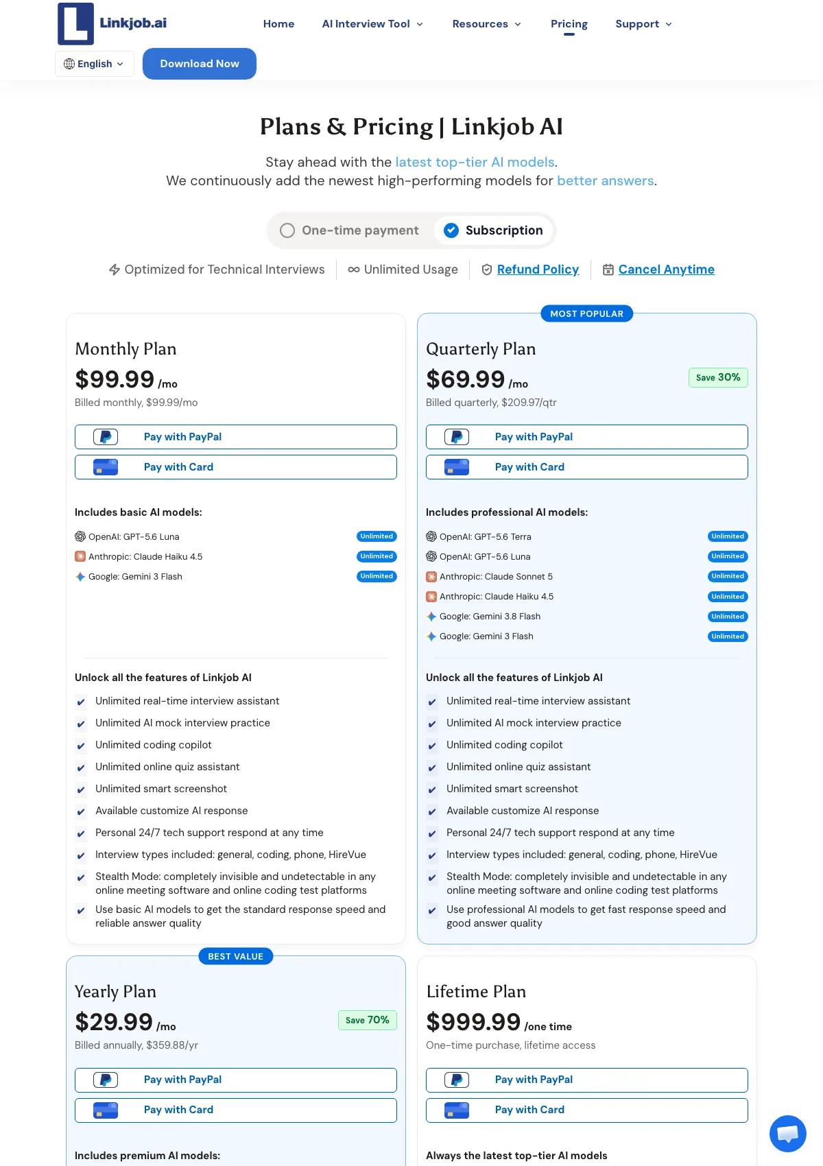 LinkJob AI pricing page as shown on September 17, 2026