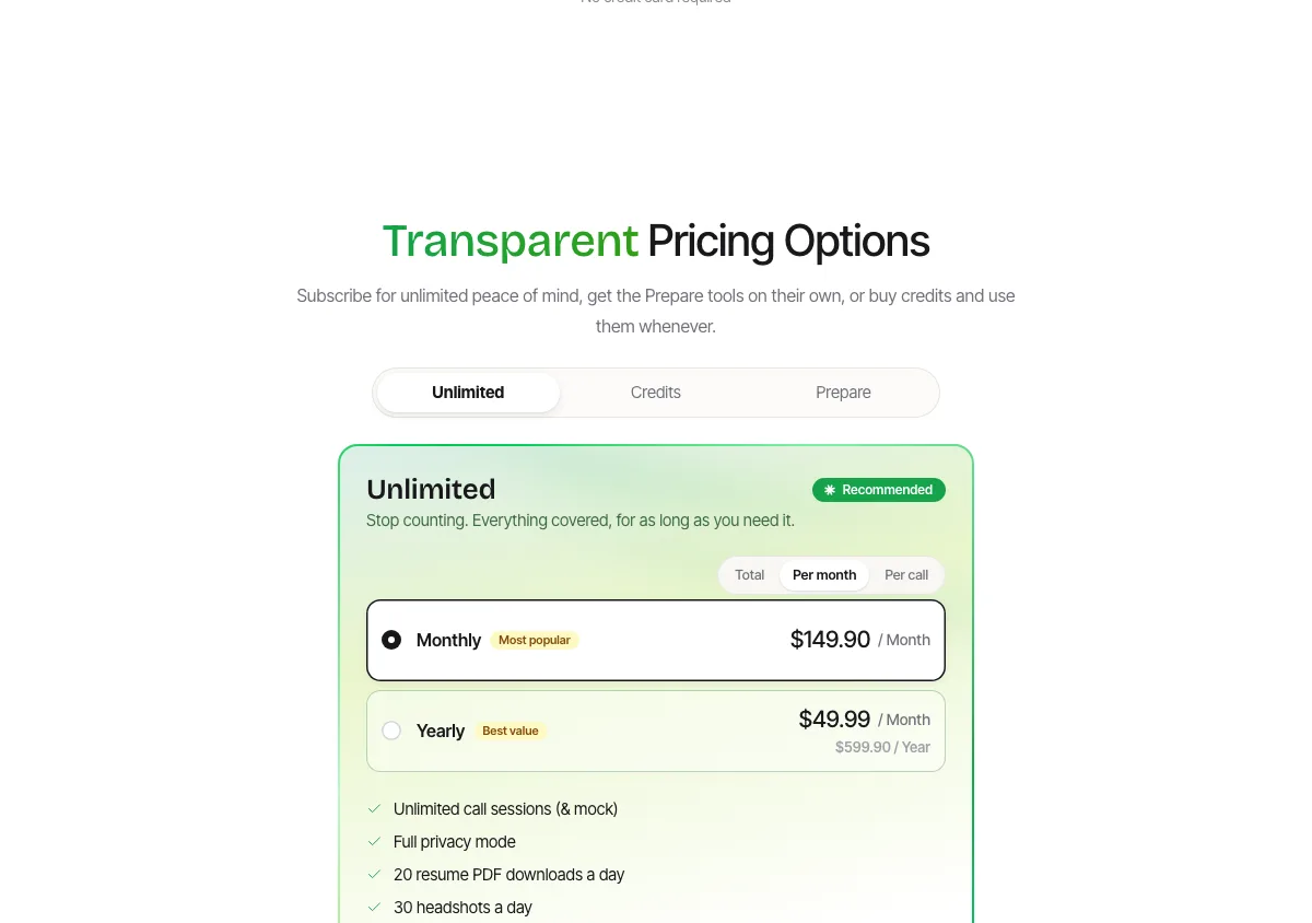 Parakeet AI pricing page as shown on September 17, 2026