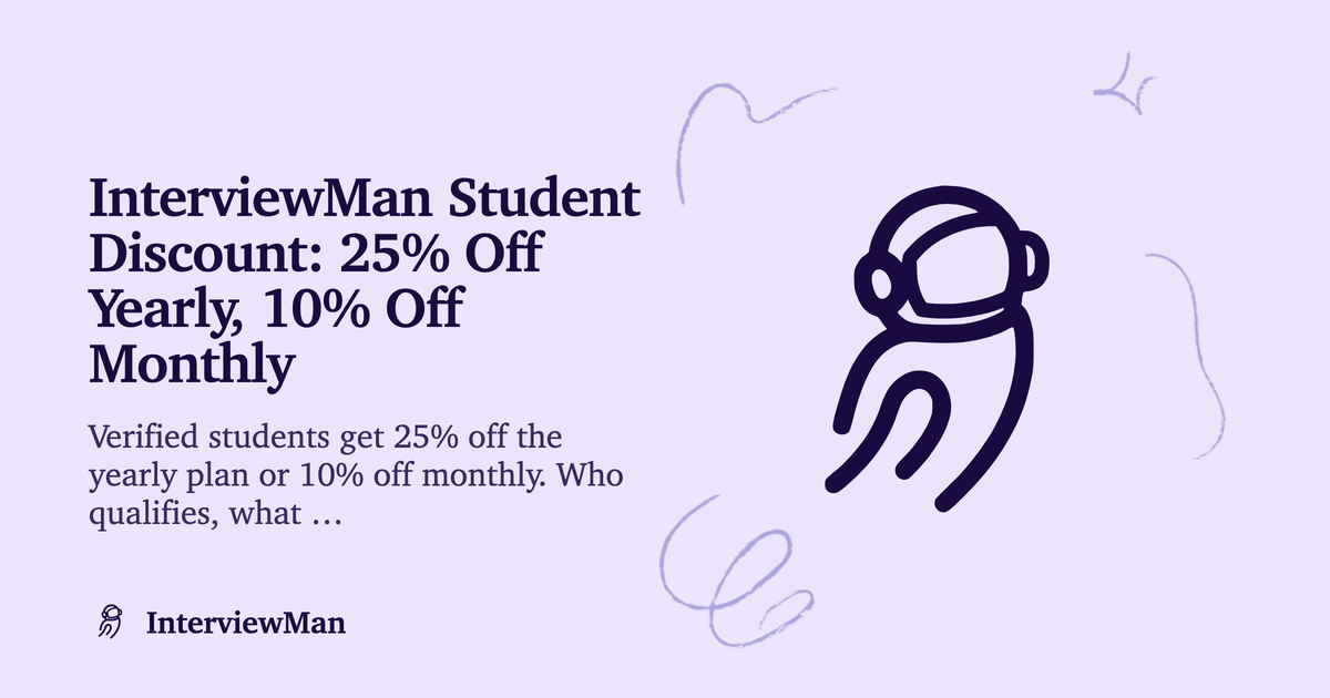 InterviewMan Student Discount: 25% Off Yearly, 10% Off Monthly