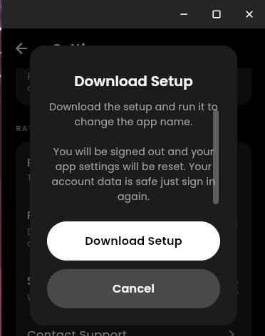 InterviewMan Settings screen with the Change App Name row