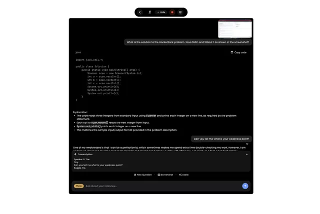 InterviewMan app overlay visible only to you